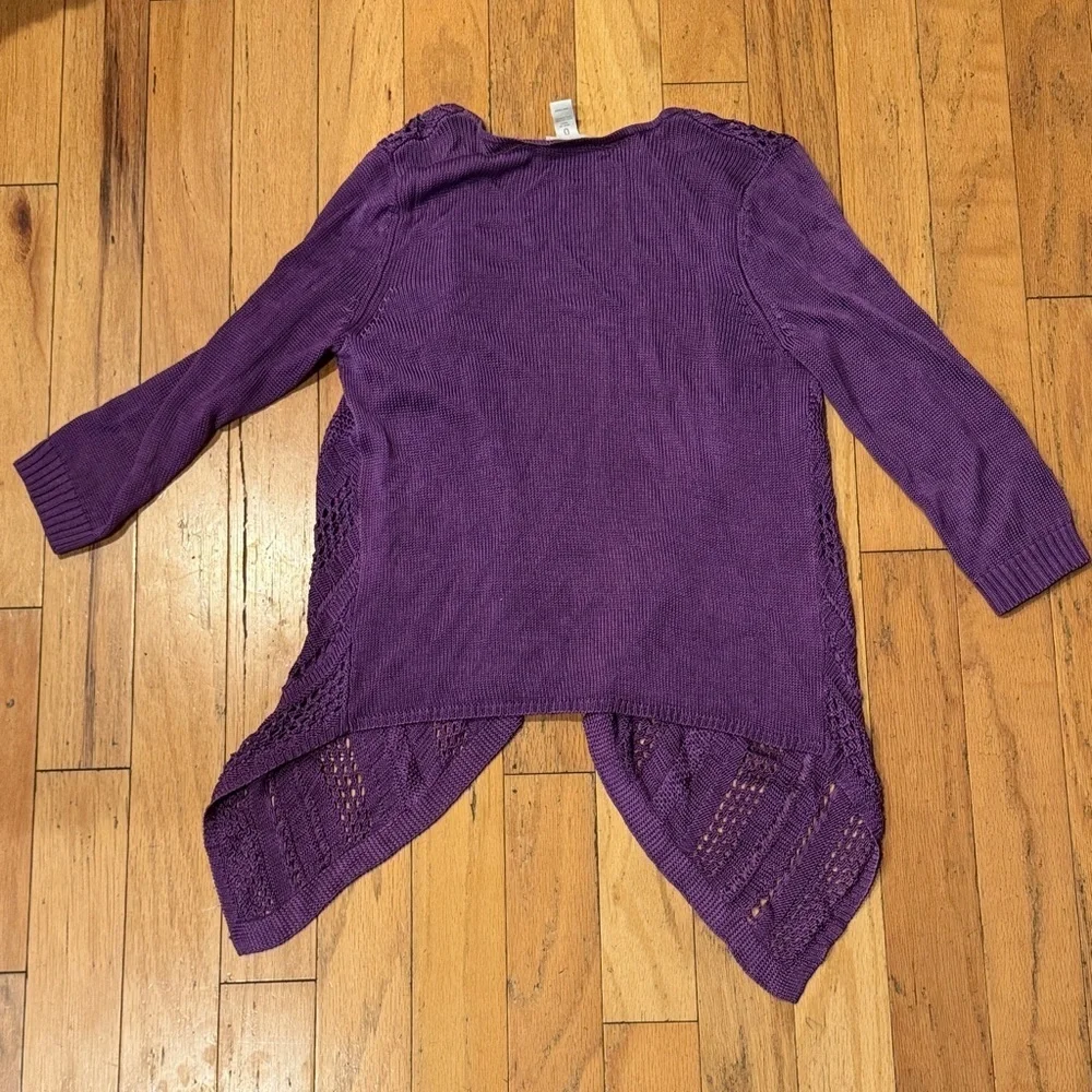 Chico's | Rich Purple Open-Front Cardigan | Open Knit | size 0